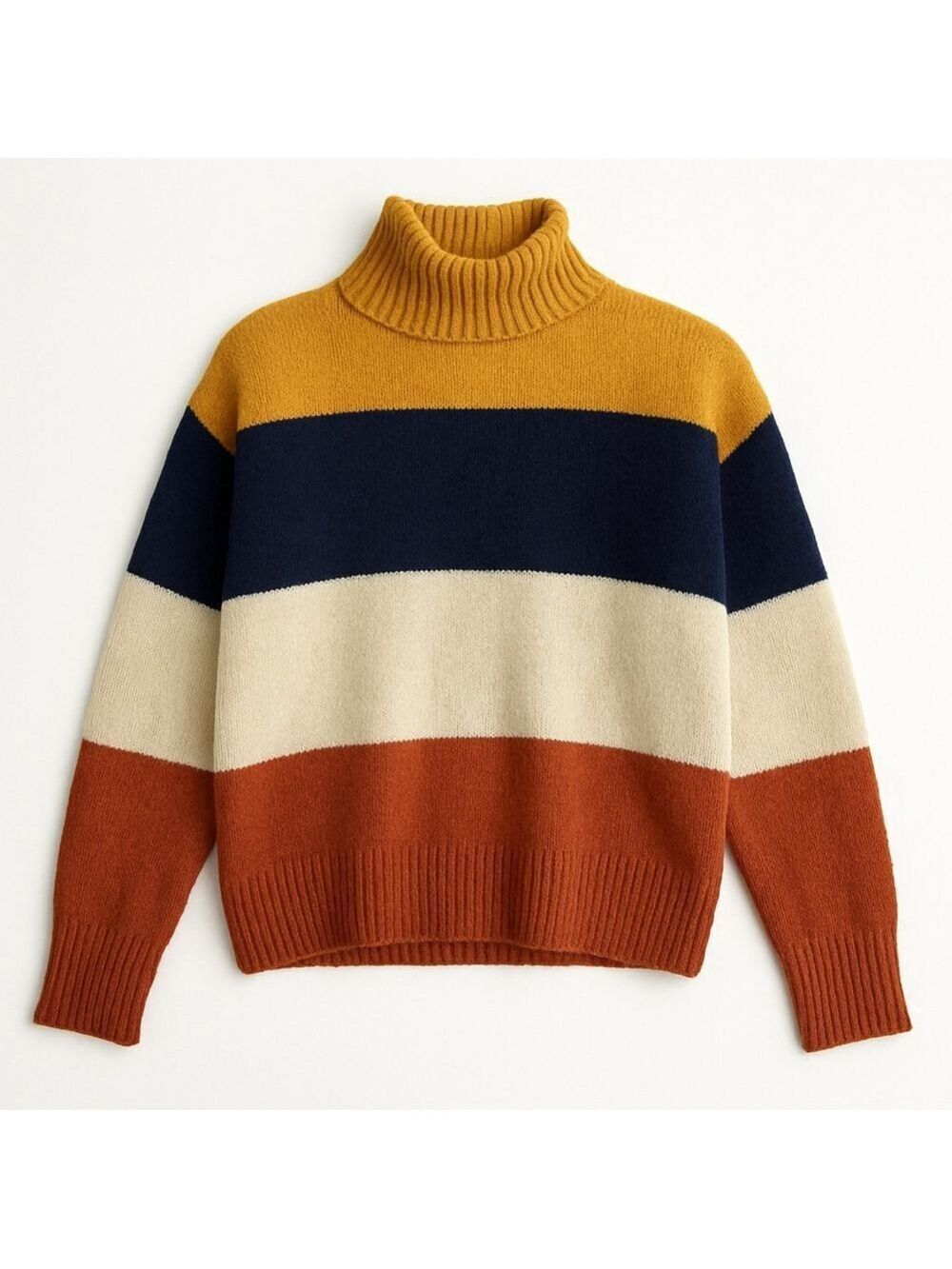 Dress Barn Striped Mockneck Sweater Preppy Cozy